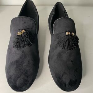 Zara man black velvet loafers